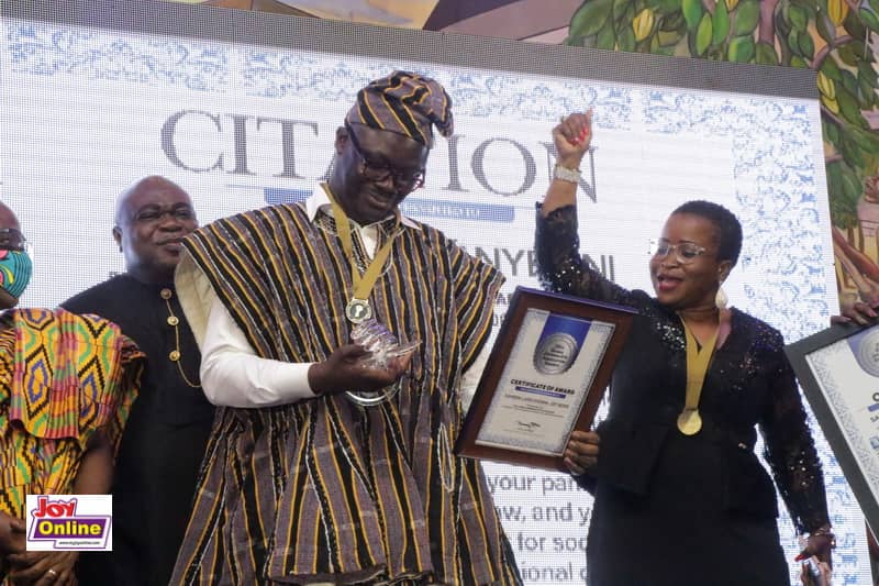 Multimedia Group's Samson Lardy Anyenini receives his GJA Journalist of the Year car prize