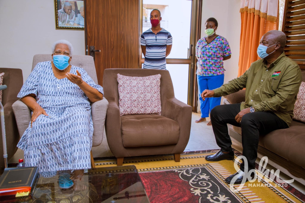 Mahama visits late Amissah-Arthur's mother during tour of Central Region