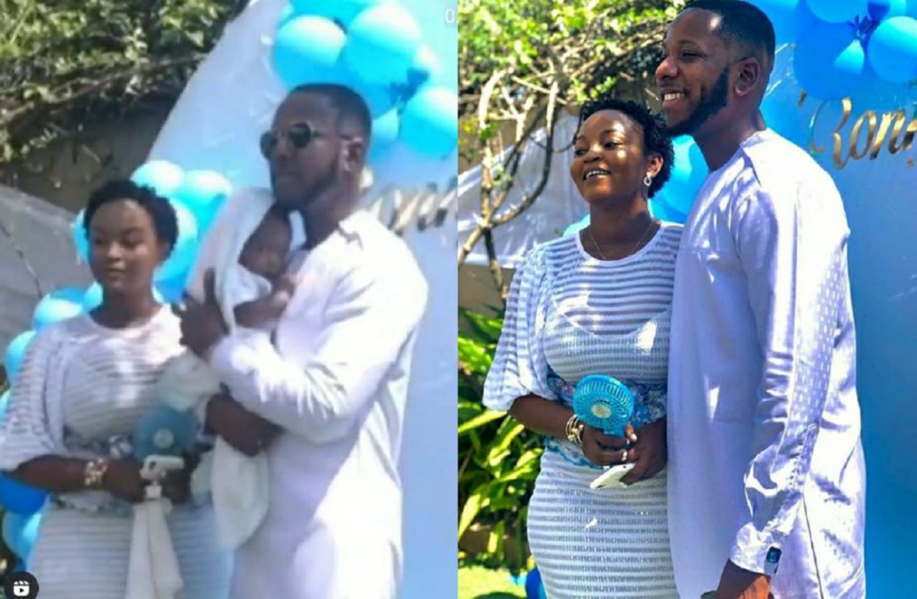 Aaaron Adatsi and his girlfriend Eyram at their baby's christening