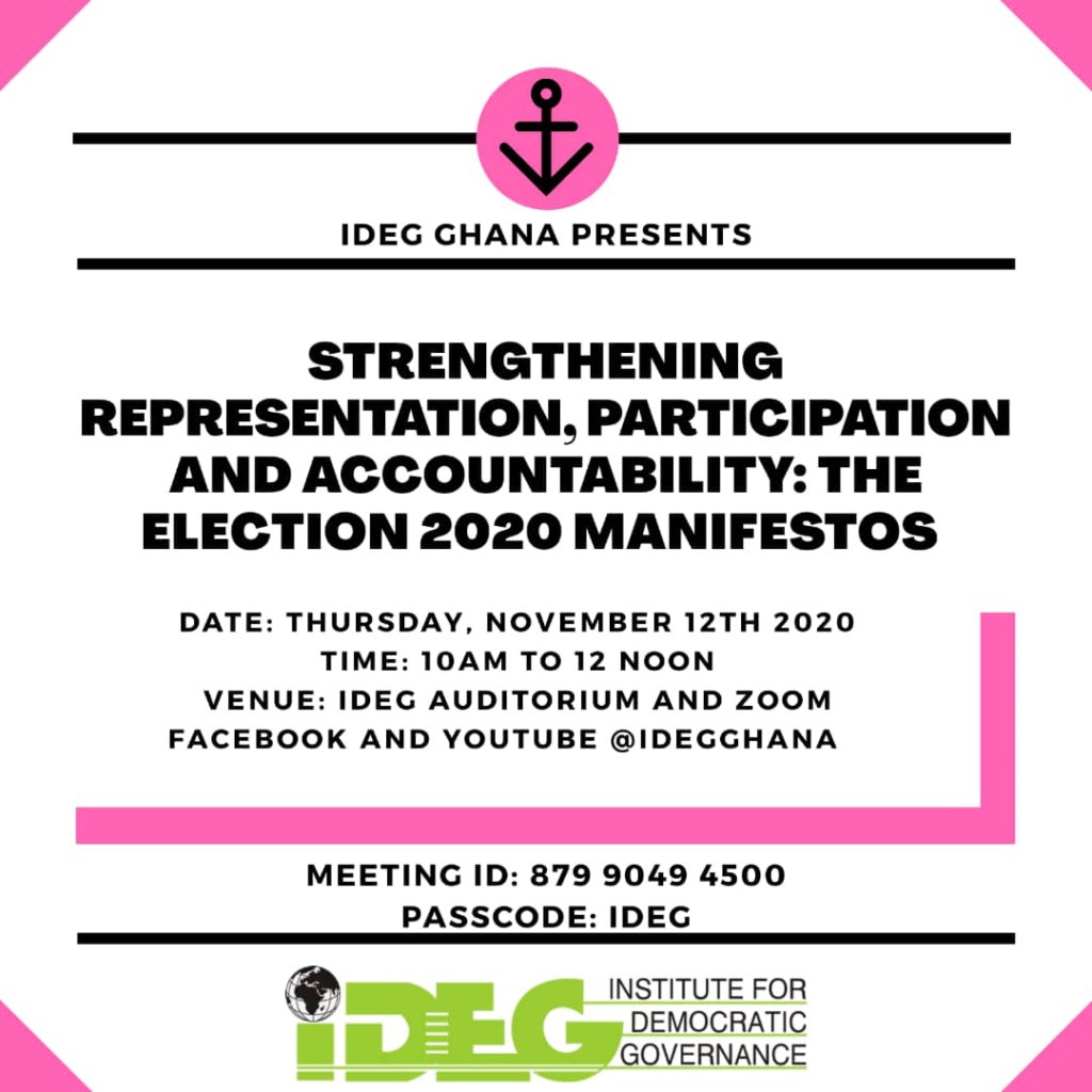 IDEG to hold event to strengthen representation and participation in December polls