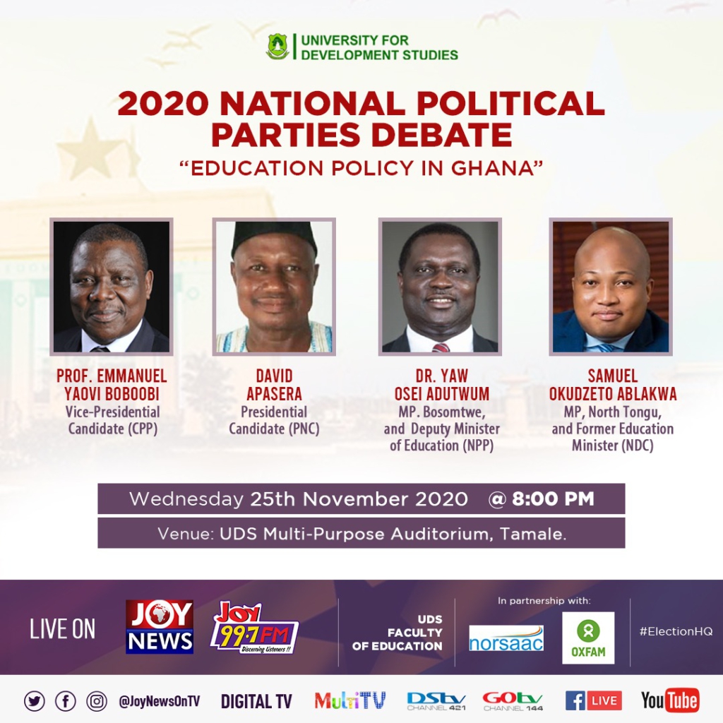 4 political parties ready for UDS Faculty of Education Debate on Education Policy