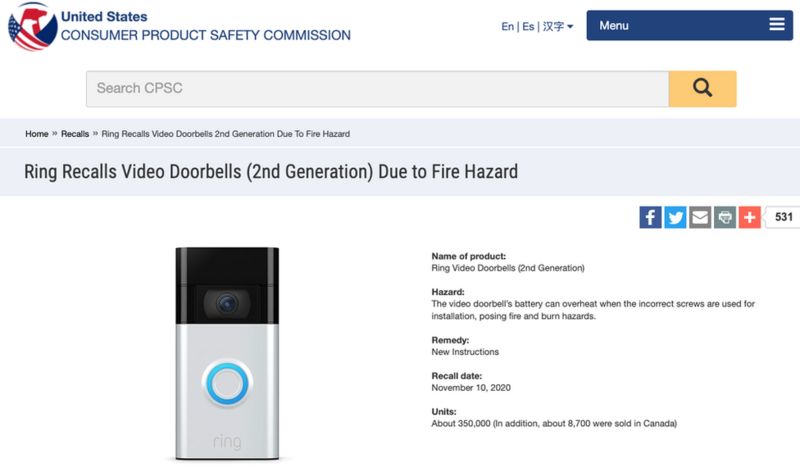 Amazon's Ring video doorbells catch fire because wrong screw used