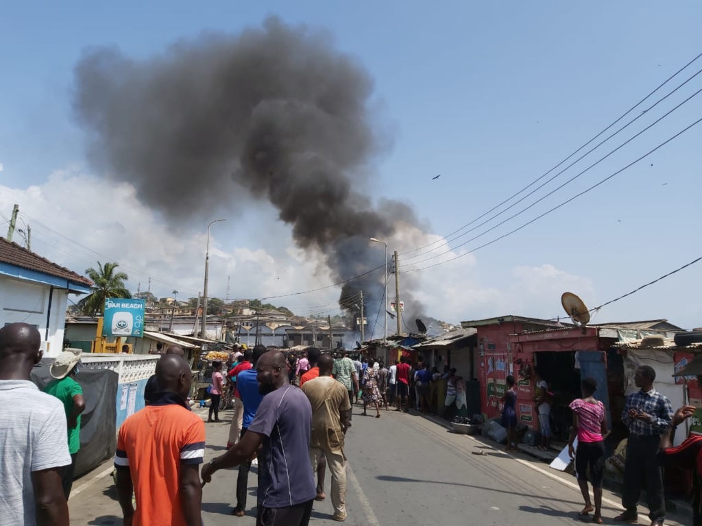 Dozens of fishermen in Cape Coast battling for their lives as premix fuel outlet catches fire