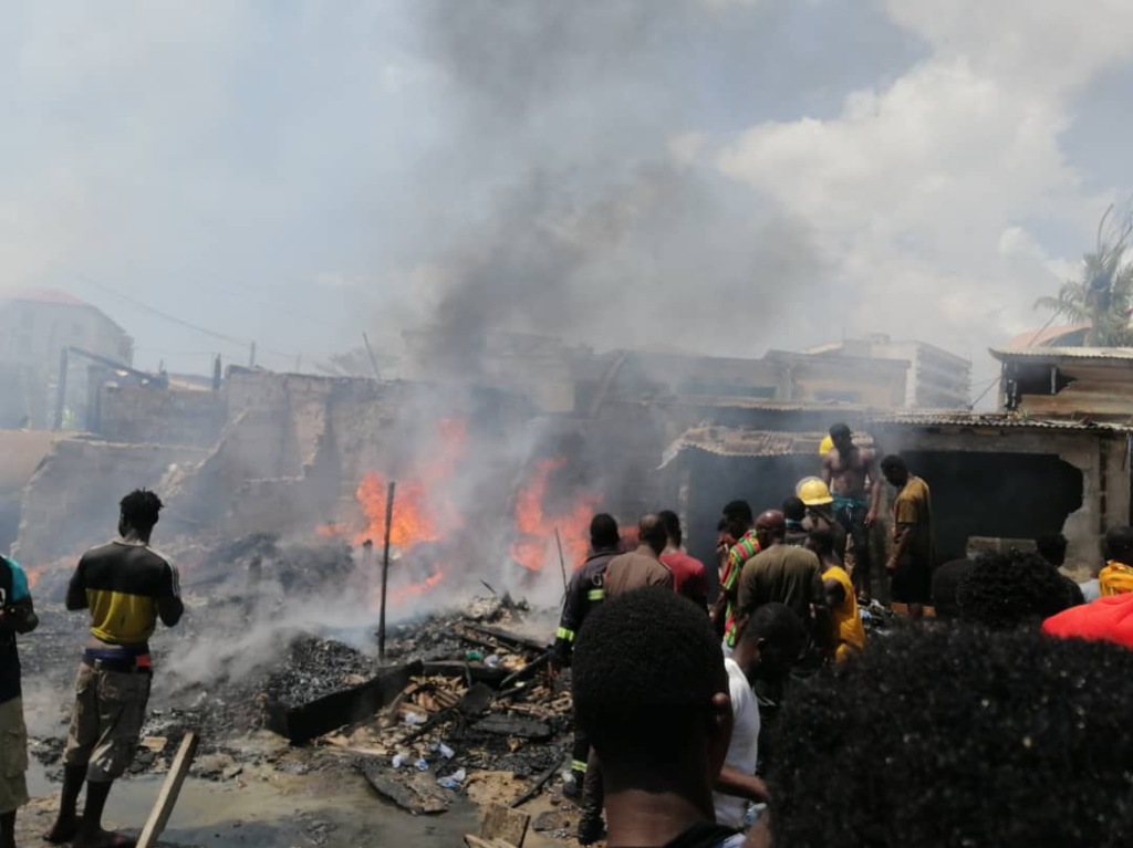 Dozens of fishermen in Cape Coast battling for their lives as premix fuel outlet catches fire