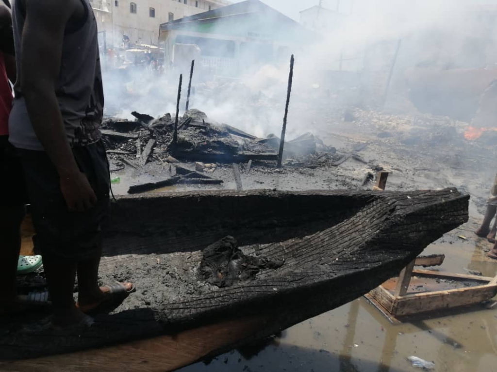 Dozens of fishermen in Cape Coast battling for their lives as premix fuel outlet catches fire