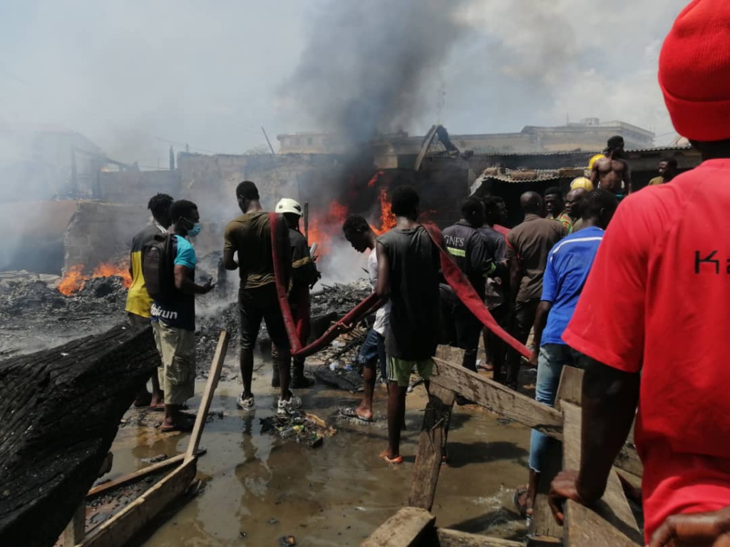 Dozens of fishermen in Cape Coast battling for their lives as premix fuel outlet catches fire
