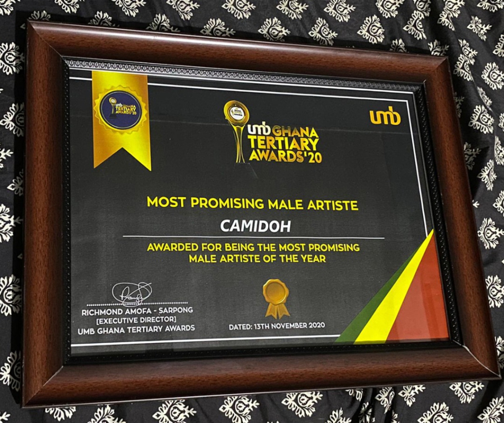 Camidoh awarded Emerging Artiste of the Year at UMB GTA 2020