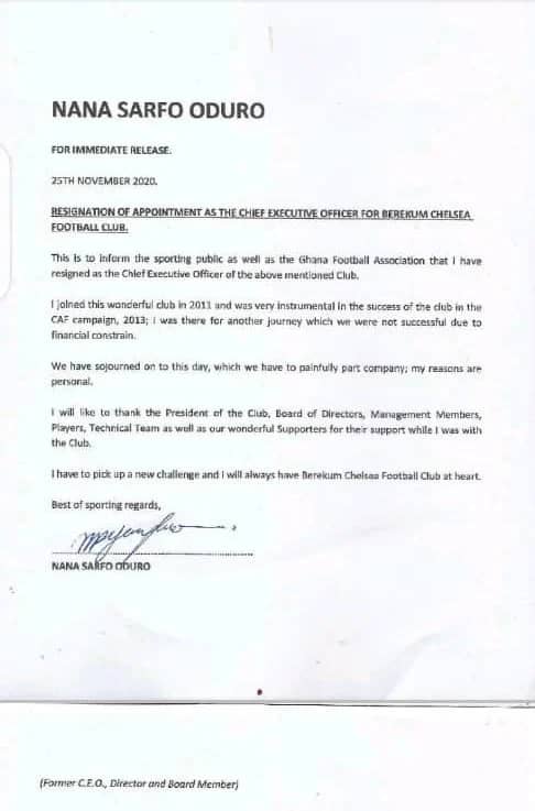 Berekum Chelsea CEO resigns following criticism for defending terrible pitch