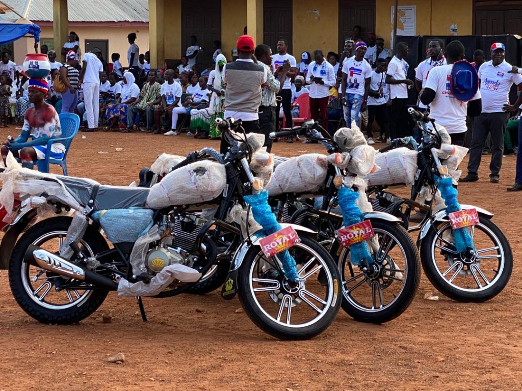 Dr Nsiah-Asare supports Ahafo Ano South-East NPP campaign with motorbikes, clothes