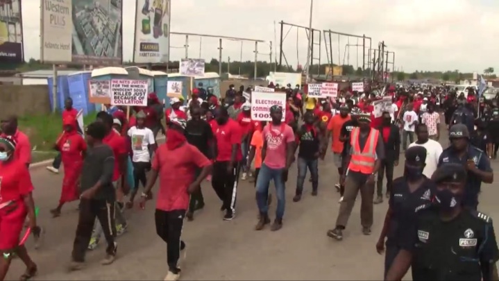 NDC supporters protest in Takoradi over election 2020 verdict