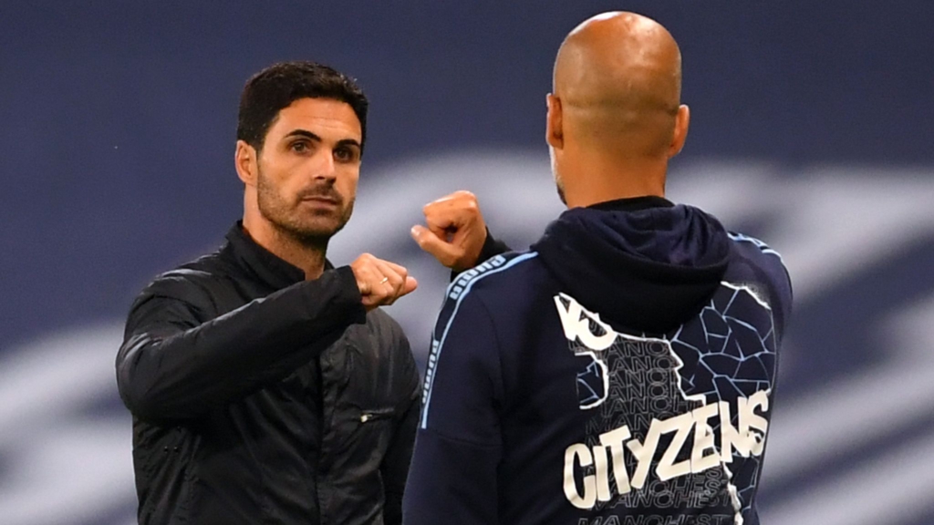 Mikel Arteta would 'prefer' not to be fighting Pep Guardiola for title