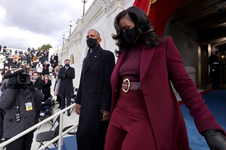 Michelle Obama wows US presidential inauguration in head-to-toe plum and burgundy