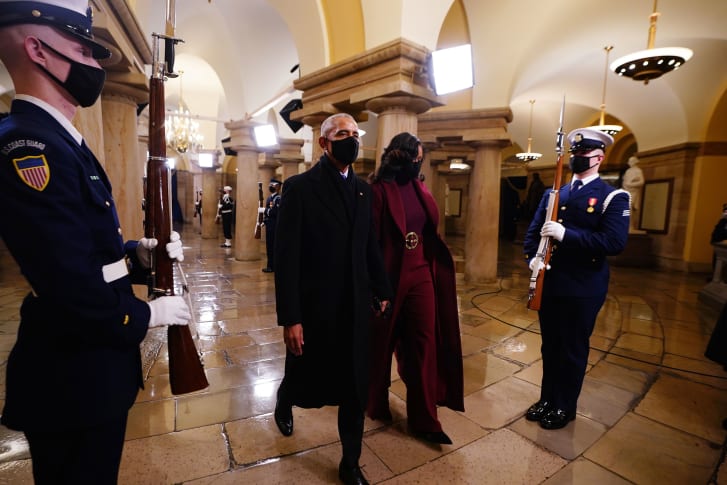 Michelle Obama wows US presidential inauguration in head-to-toe plum and burgundy