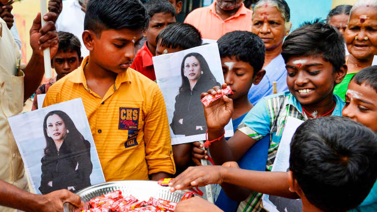 A tiny village in South India celebrates Vice President Kamala Harris with firecrackers and prayers