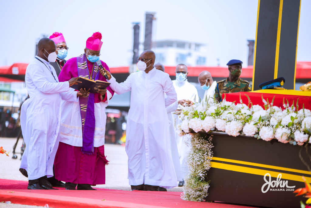 Photos: John Mahama at the burial service for Rawlings