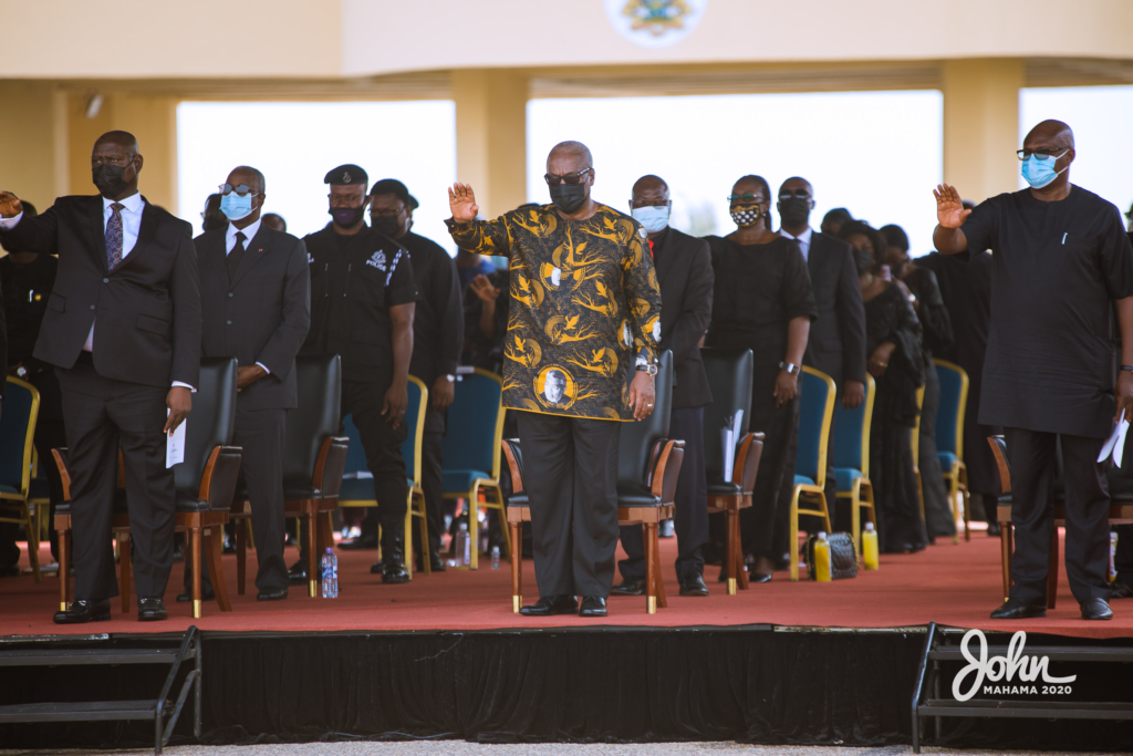 Photos: John Mahama at the burial service for Rawlings