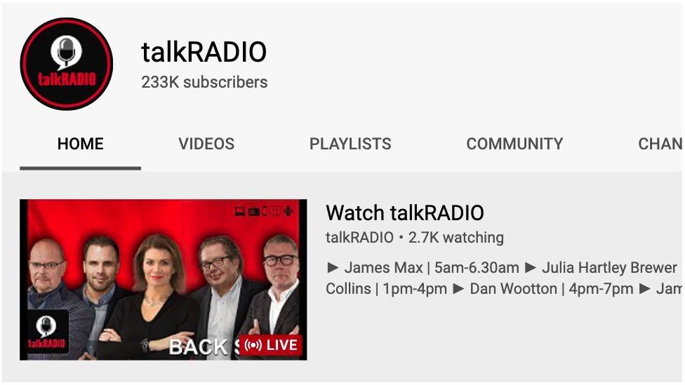 TalkRadio: YouTube kicks channel off its platform