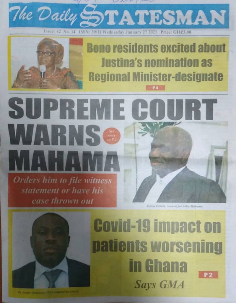 Newspaper headlines of Wednesday, January 27, 2021 5 Newspaper headlines of Wednesday, January 27, 2021 4