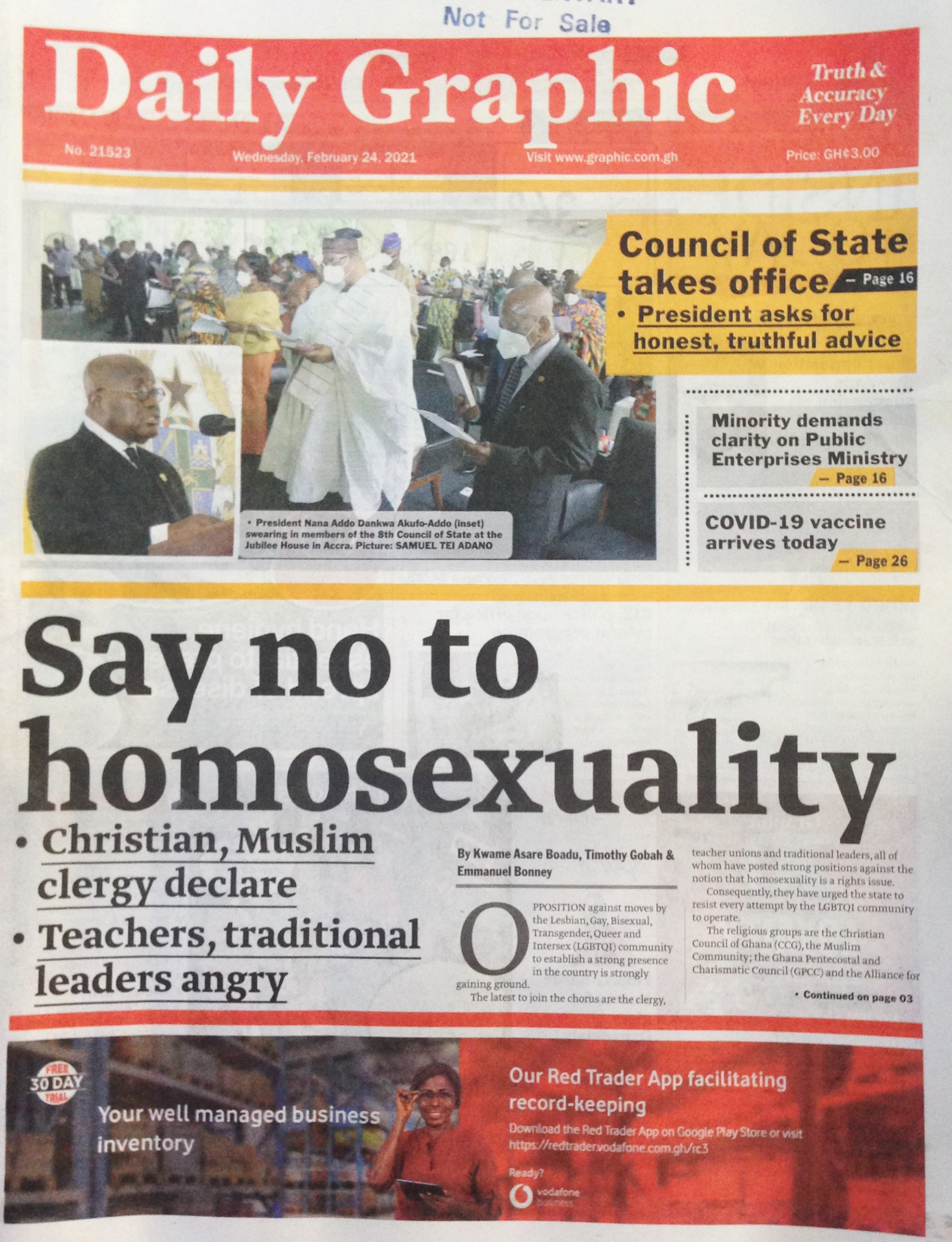 Today S Front Pages Wednesday February 24 21 Myjoyonline Com