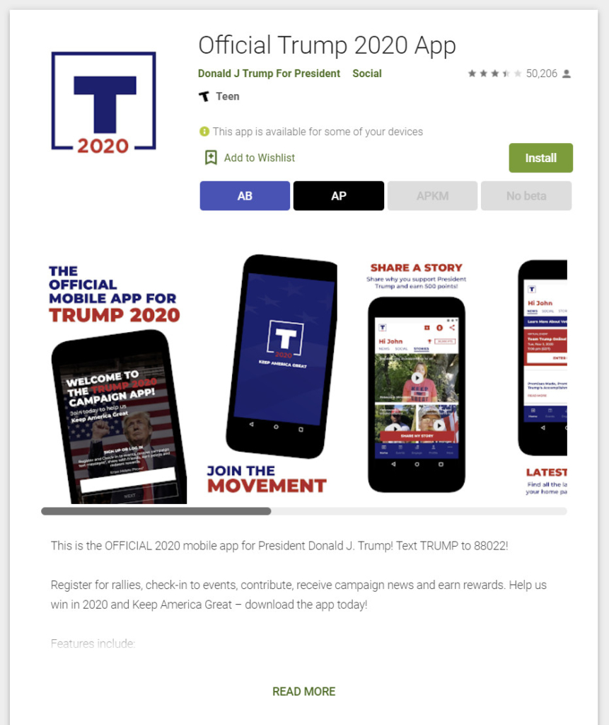 Trump’s campaign app was suspended from the Google Play Store because it didn’t work