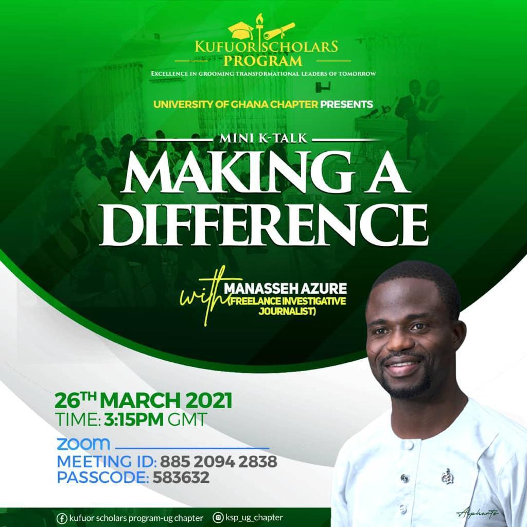 Kufuor Scholars to host Manasseh Azuri Awuni for talk on youth development