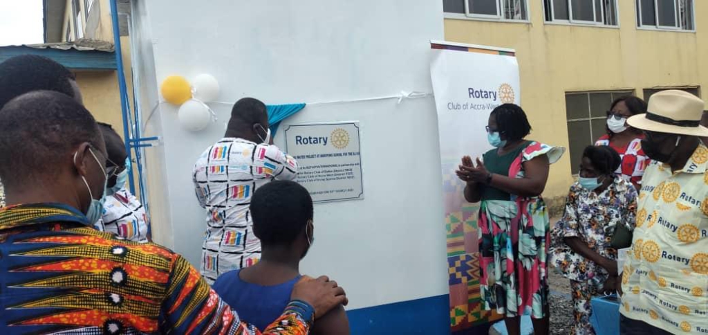 Rotary Club of Accra-West hands over borewell and donates braille sheets to Akropong School for the Blind