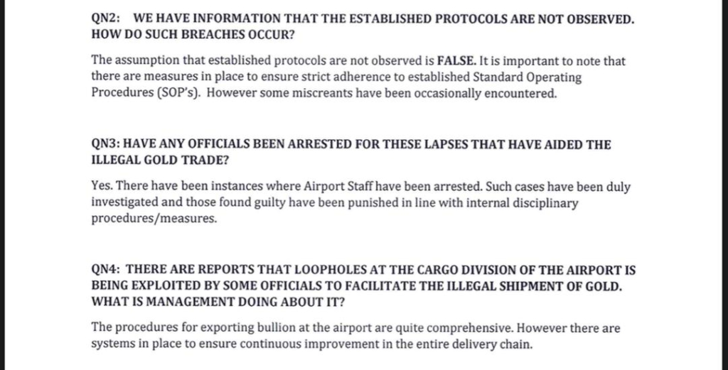 Ghana Airport Company confirms arrests of its officials in the past for illegal gold trade