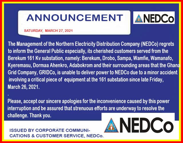 48-hour power outage in Bono Region due to accident at substation - NEDCo