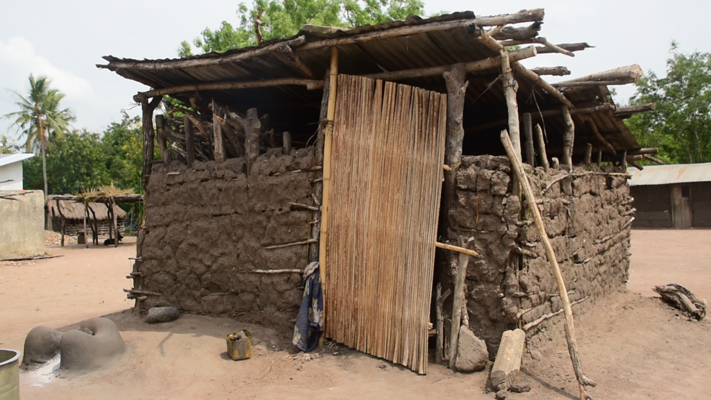 Disabled 84-year-old woman, rendered homeless after storm destroyed her mudhouse at Avetakpo