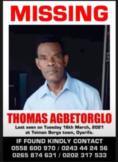 60-year-old, Thomas Agbetorglo missing - MyJoyOnline.com