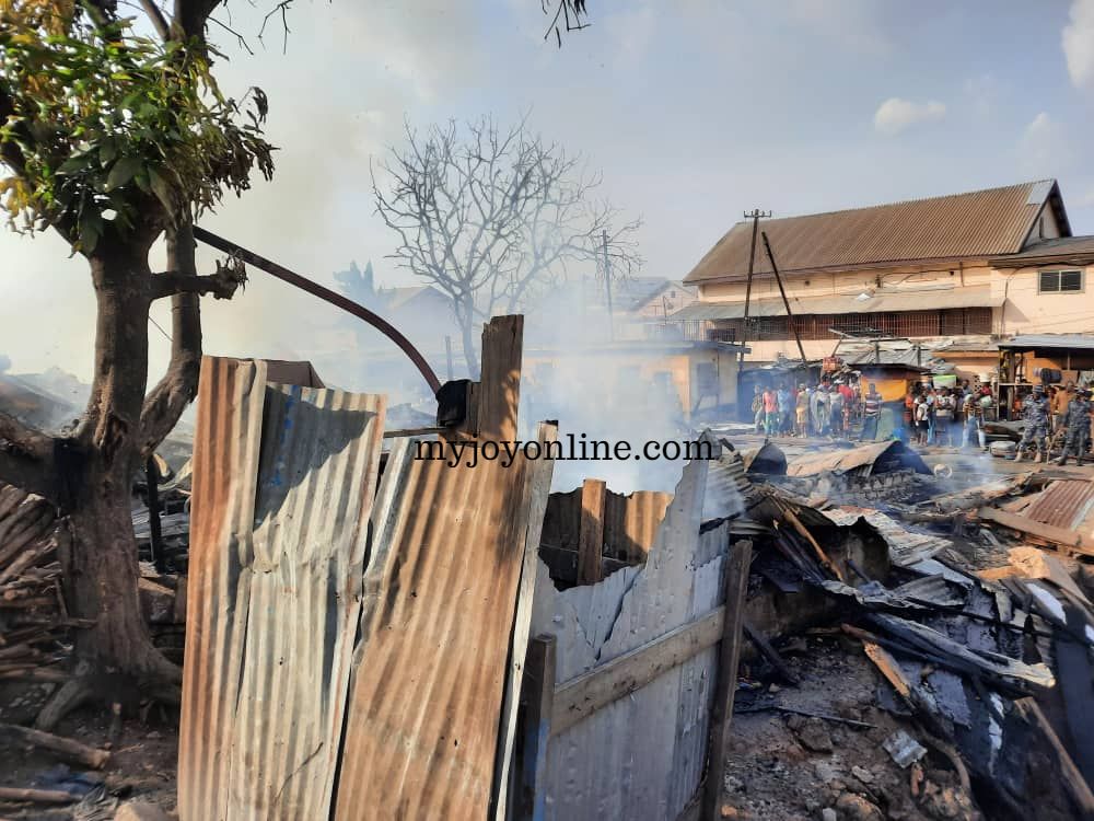 One person dies after fire razes slum at Asafo