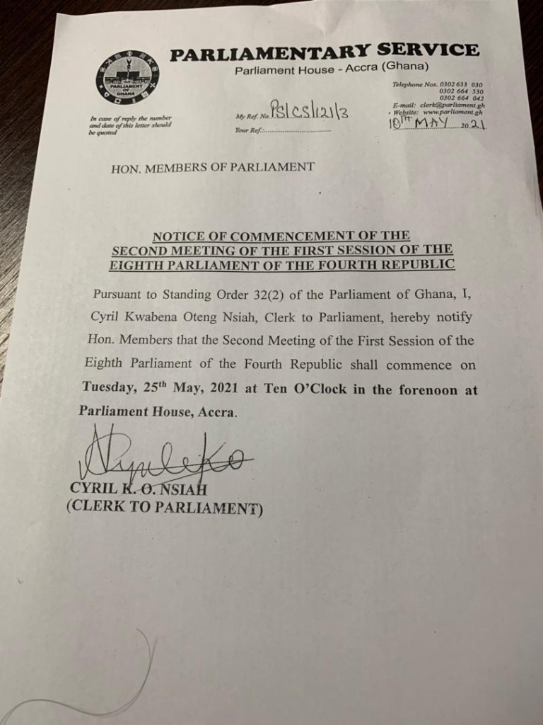 Parliament to reconvene on May 25 to commence second meeting Parliament to reconvene on May 25 to commence second meeting
