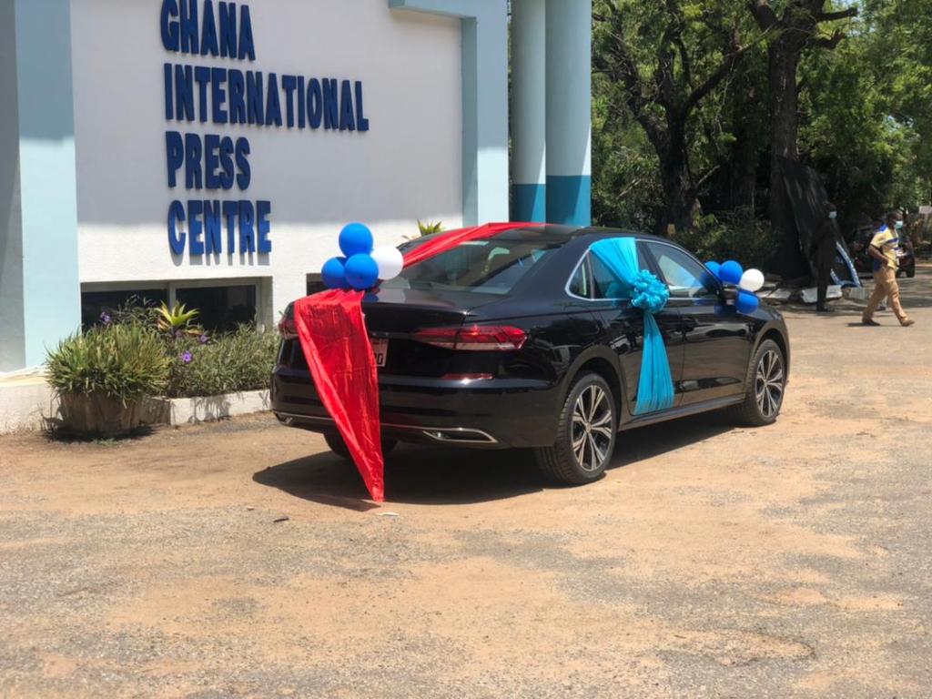 Multimedia Group's Samson Lardy Anyenini receives his GJA Journalist of the Year car prize