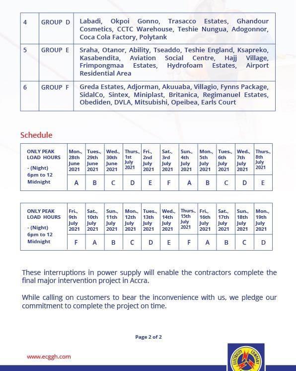 ECG announces 22 days of ‘dumsor’ in parts of Accra