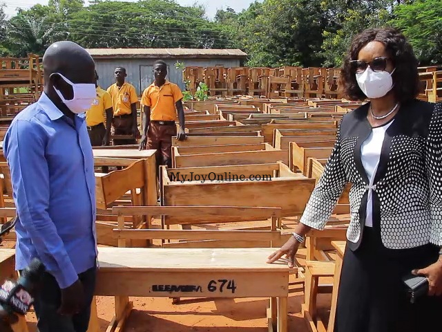 KEEA: School pupils that used to sit on cement blocks in classroom finally get furniture