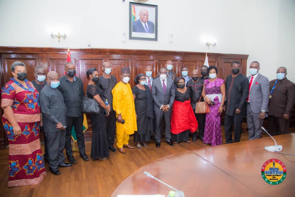 Family of late J. E. Ekuban pays courtesy to Speaker Alban Bagbin