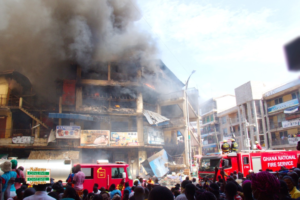 Photos: Fire destroys shops at Makola market