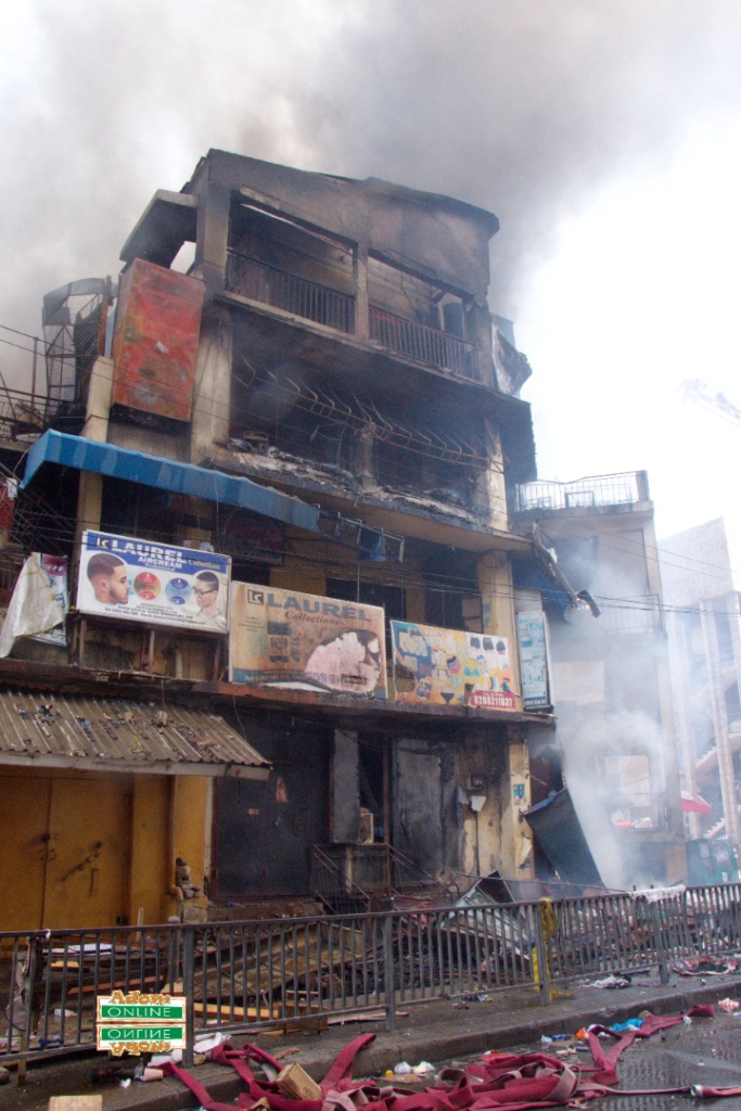 Photos: Fire destroys shops at Makola market