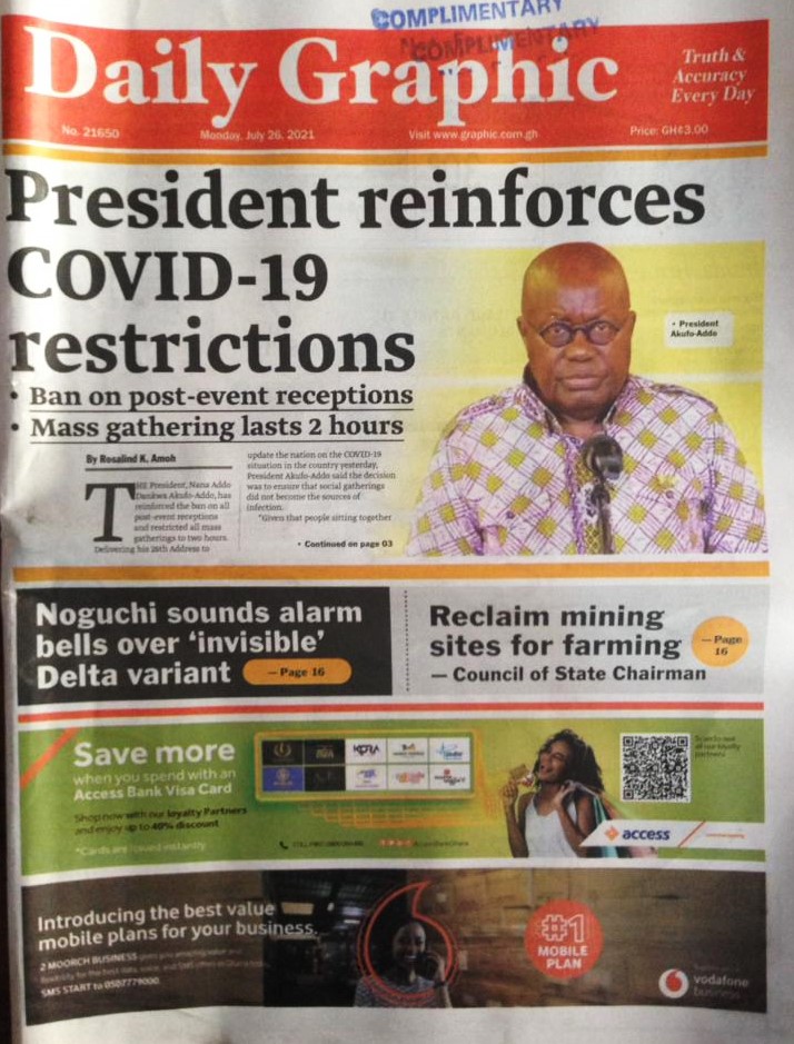 Today's front pages: Monday, July 26, 2021 Today's front pages: Monday, July 26, 2021
