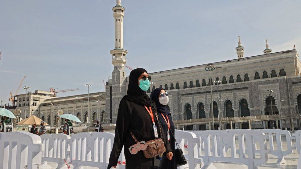 In pictures: Masks and social distancing at downsized Hajj