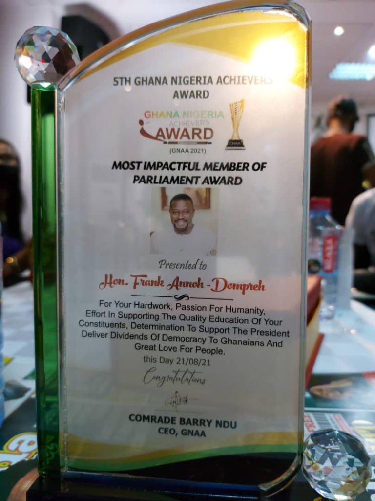 Majority Chief Whip, Annoh Dompreh grabs Most Impactful Member of Parliament Award