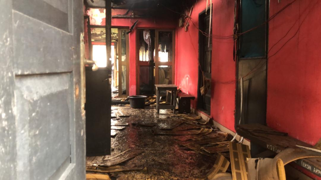 Photos: Teshie Wulomo's shrine set ablaze by suspected arsonists