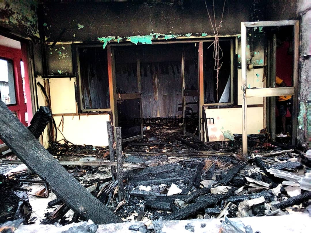 Photos: Teshie Wulomo's shrine set ablaze by suspected arsonists