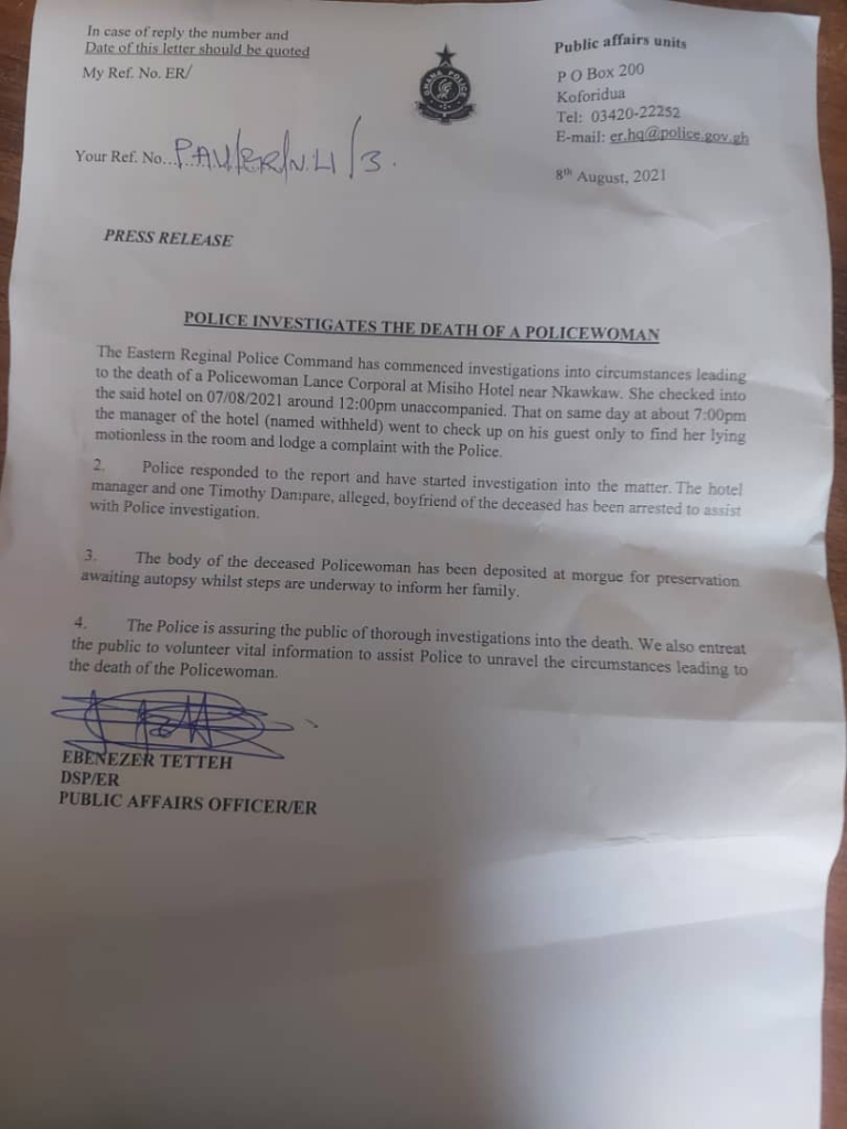 Police arrest 2 persons in connection with death of officer in Nkawkaw hotel