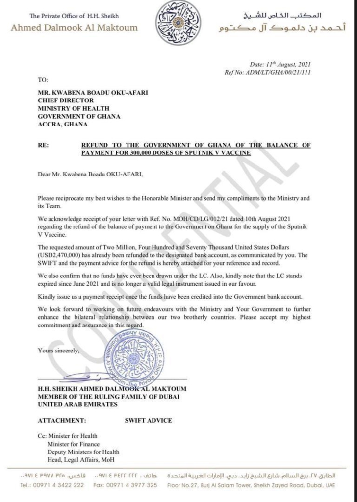 Deputy Majority Leader confirms receipt of $2.4m refunded by Sheikh Al Maktoum Deputy Majority Leader confirms receipt of $2.4m refunded by Sheikh Al Maktoum