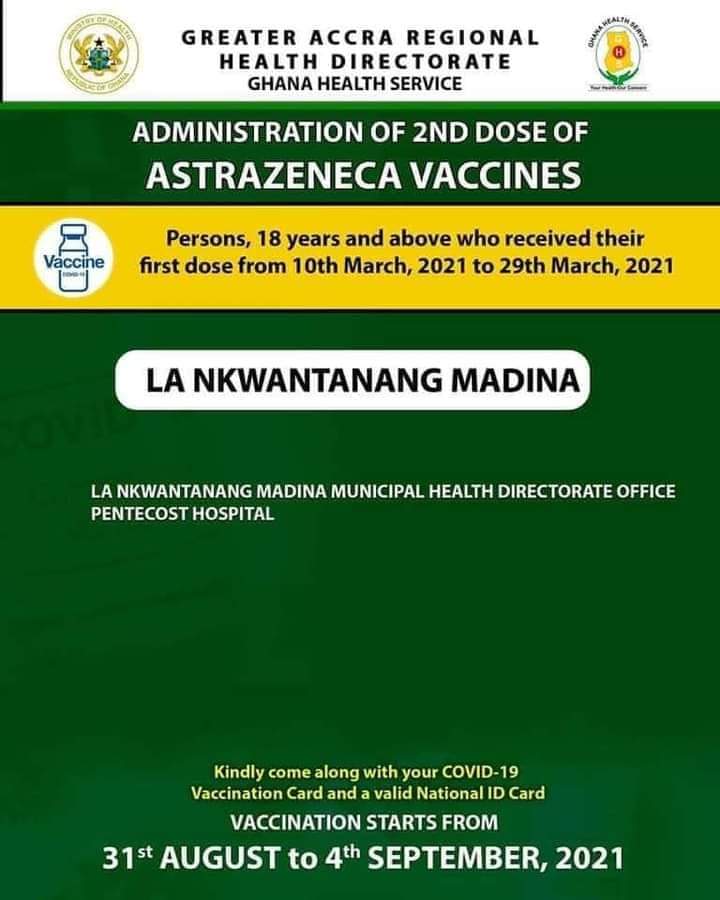 Check out where to get 2nd dose of AstraZeneca vaccine from Aug 31 to Sept. 4 Check out where to get 2nd dose of AstraZeneca vaccine from Aug 31 to Sept. 4