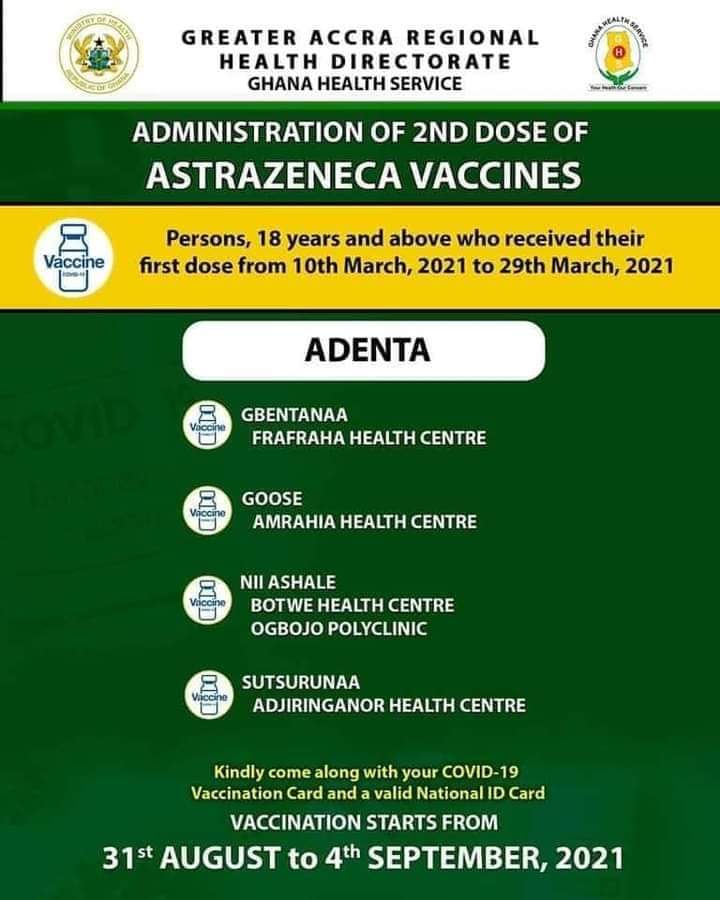 Check out where to get 2nd dose of AstraZeneca vaccine from Aug 31 to Sept. 4