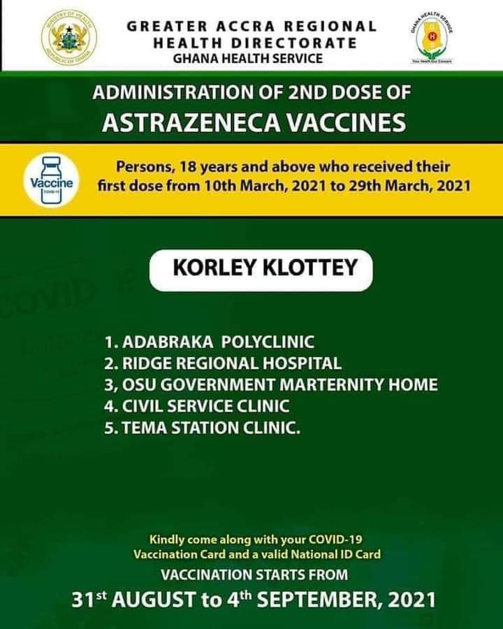 Check out where to get 2nd dose of AstraZeneca vaccine from Aug 31 to Sept. 4 Check out where to get 2nd dose of AstraZeneca vaccine from Aug 31 to Sept. 4
