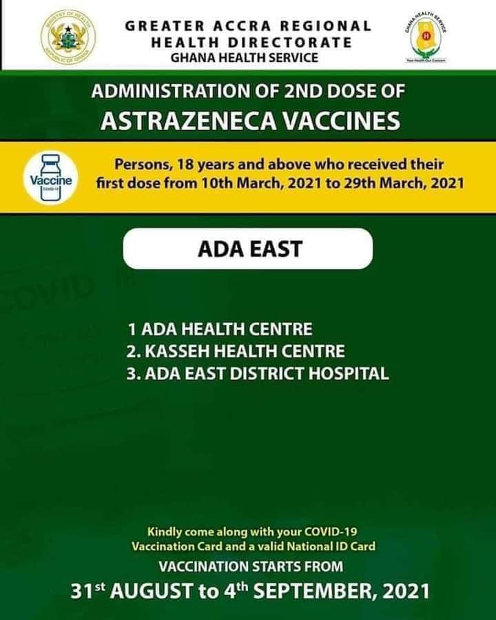 Check out where to get 2nd dose of AstraZeneca vaccine from Aug 31 to Sept. 4