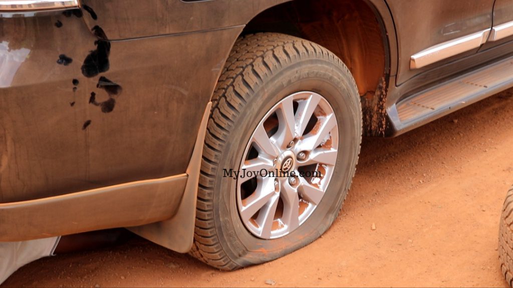 Roads Minister suffers flat tyre on bad Sissala road